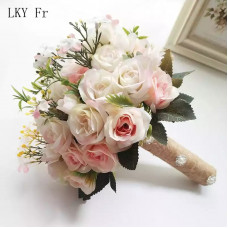 LKY Fr Wedding Bouquet Flowers Marriage Accessories Small Bridal Bouquets Silk Roses Wedding Bouquets for Bridesmaids Decoration