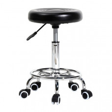 Round Stool with Lines Rotation Bar Stool Black