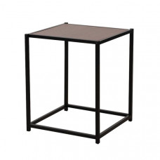 Rustic Iron Frame Wood Grain Veneer Surface Side Table End Table Sapele Color