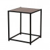 Rustic Iron Frame Wood Grain Veneer Surface Side Table End Table Sapele Color