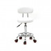 Round Shape Adjustable Salon Stool with Back and Line White