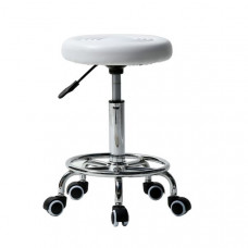 Round Stool with Lines Rotation Bar Stool White