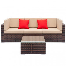 Weaving Rattan Sofa Set with 2pcs Corner Sofas & 1pcs Single Sofas & 1 pcs Coffee Table