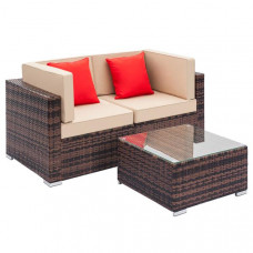 Weaving Rattan Sofa Set with 2pcs Corner Sofas & 1 pcs Coffee Table