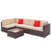 Weaving Rattan Sofa Set with 2pcs Corner Sofas & 3pcs Single Sofas & 1 pcs Coffee Table