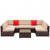 Weaving Rattan Sofa Set with 2pcs Corner Sofas & 4pcs Single Sofas & 1 pcs Coffee Table