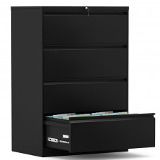 4 Drawer Folding Lateral File Cabinet Black Carton