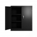 Steel Storage Cabinet , 3 Shelf Metal Storage Cabinet with 2 Adjustable Shelves and Lockable Doors （Black）