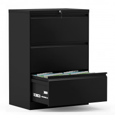 3 Drawer Folding Lateral File Cabinet Black Carton