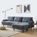 1Set L shape 3 seater with ottoman Modern fabric sofa- Gray