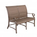 Aluminum Patio Chat Set with Faux Wood Top Table & Quick Dry Cushioning 4PCS SET - Champagne gold