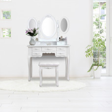 Foldable 3 Mirrors with 7 Drawers Dressing Table White