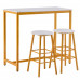 PVC Marble Simple Bar Table Round Bar Stool Golden Paint (One Table and Two Stools) White