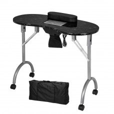 Portable MDF Manicure Table Spa Beauty Salon Equipment Desk with Dust Collector & Cushion & Fan - Black