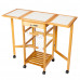 Portable Rolling Drop Leaf Kitchen Storage Trolley Cart Island -  Sapele Color