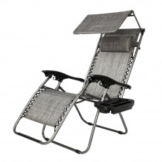 Zero Gravity Lounge Chair with Awning Leisure Chair - Gray