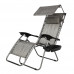 Zero Gravity Lounge Chair with Awning Leisure Chair - Gray