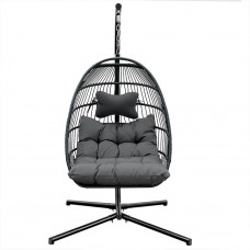 FOLDING SINGLE SWING CHAIR w/CUSHION - black