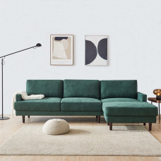 Modern fabric sofa L shape 3 seater with ottoman-104 - emerald