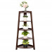 5 Tier Corner Shelf Stand Wood Display Storage Home Furniture - Brown