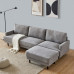 Modern fabric sofa L shape 3 seater with ottoman - gray