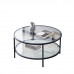 【SEA】Glass coffee table with large storage space - Black