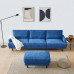 【SEA】Modern fabric sofa L shape, 3 seater with ottoman - blue