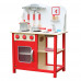 Wood Kitchen Toy Kids Cooking Pretend Play Set with Kitchenware and Clock - Red